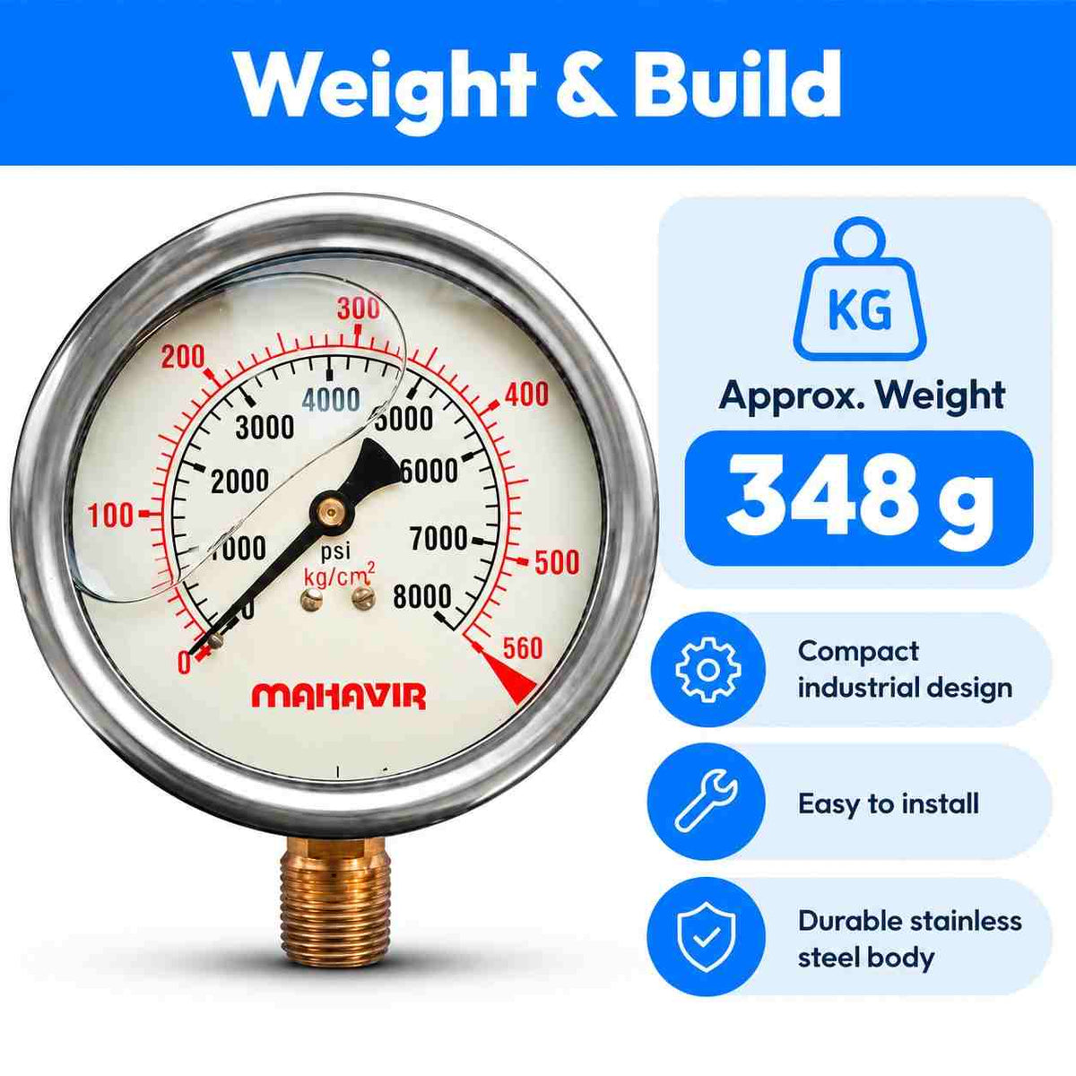 SS Glycerin Filled Pressure Gauge