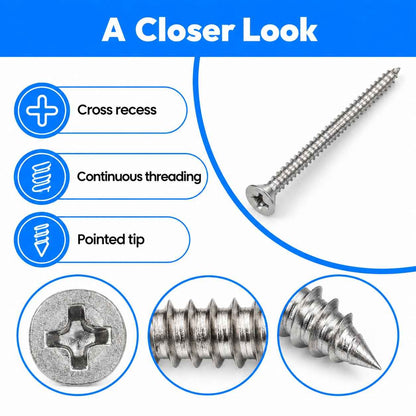 SS Self Tapping Screws-Flat CSK Philips Head-10X100mm/4"