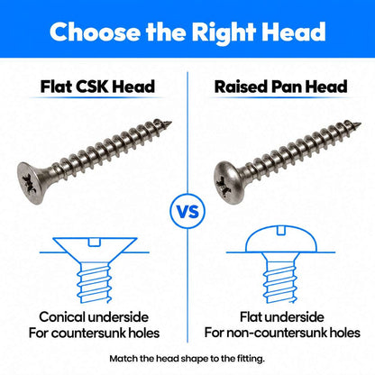 SS Self Tapping Screws-Flat CSK Philips Head (Pech)