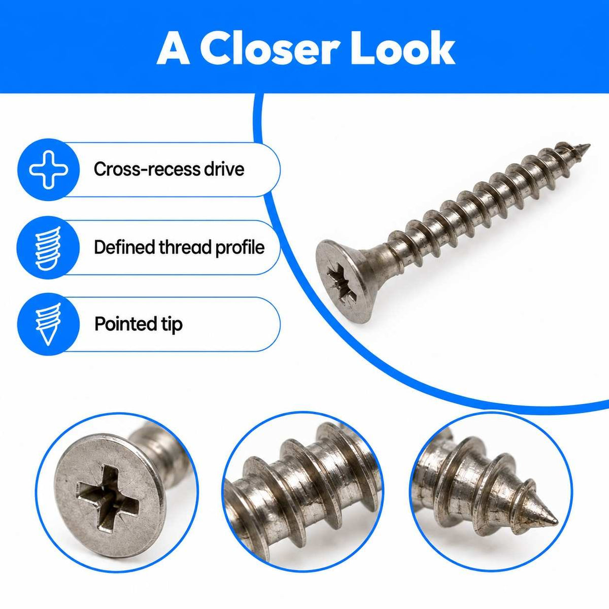 SS Self Tapping Screws-Flat CSK Philips Head (Pech)