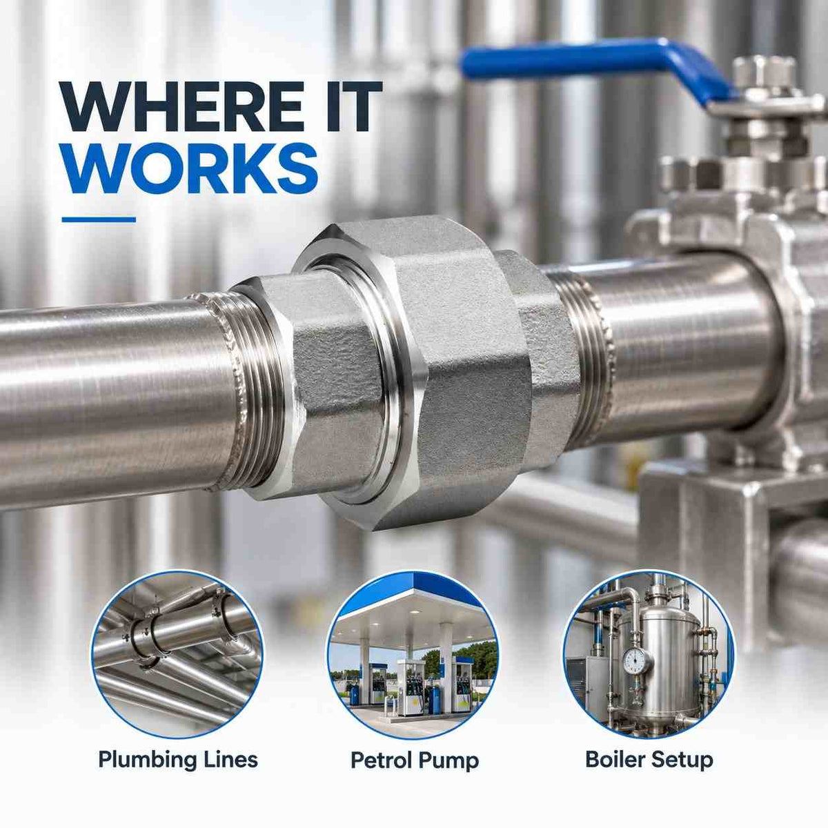 Implemental SS Union Pipe Fitting - 1