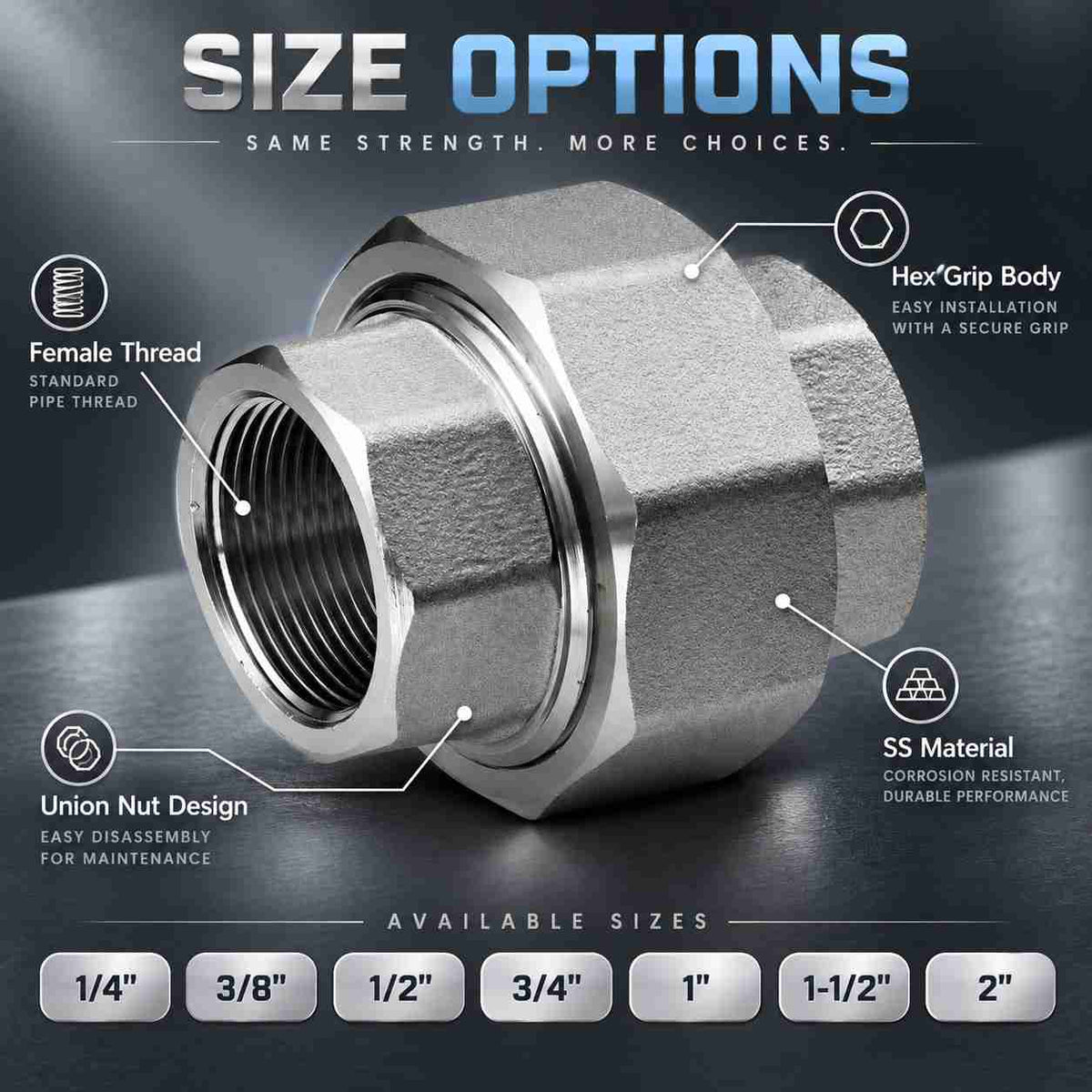 Implemental SS Union Pipe Fitting - 1