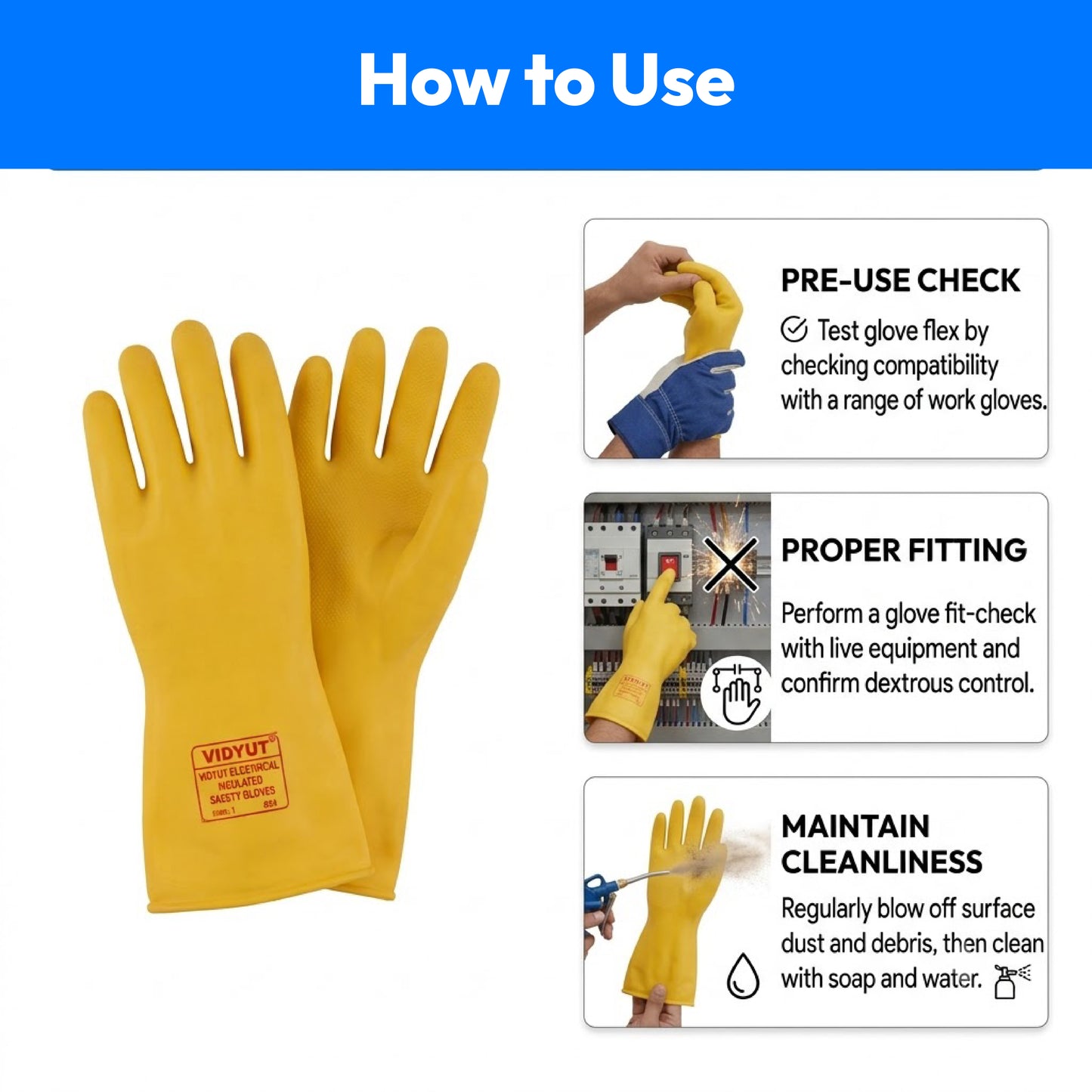 Vidyut Electrical Insulated Safety Gloves KVA-11000-355MM