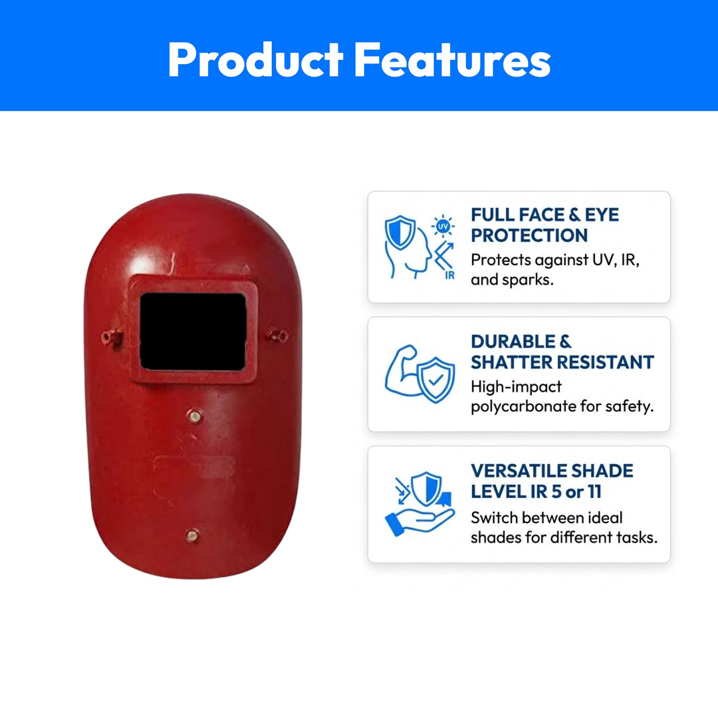 Safety Welding Face Shield-IR5 or IR11(Red)