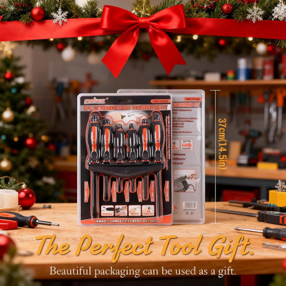 HORUSDY 6-Pieces Magnetic Screwdriver Set, 3 Phillips and 3 Flat Head Tips Screwdriver for Fastening, Chiselling and Loosening Seized Screws (New Screwdriver Set)