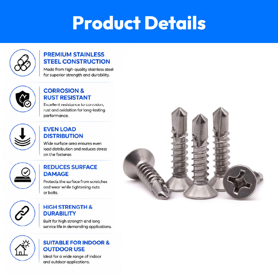 CSK Self Tapping Steel Screws-6MM (Pech)