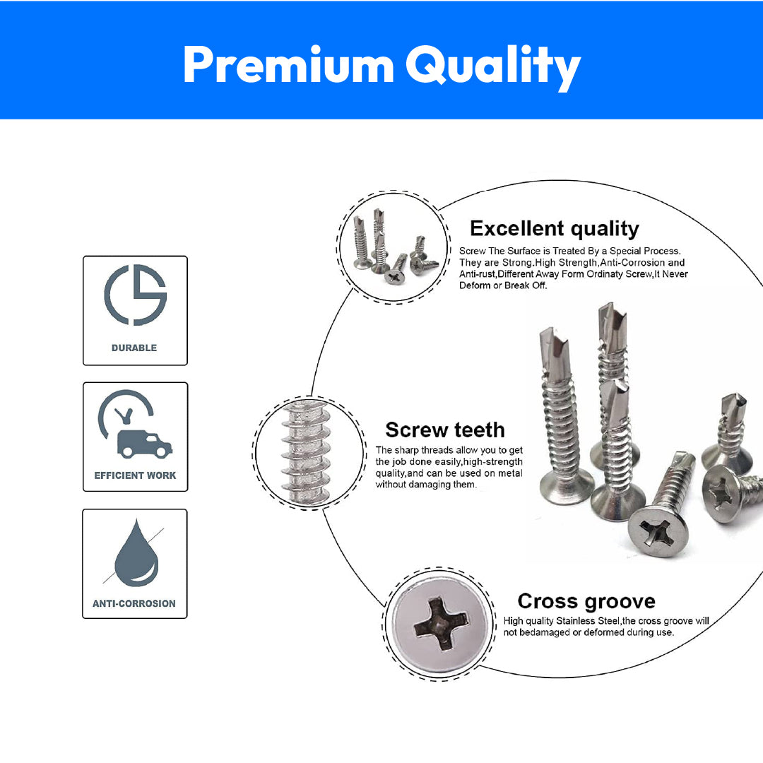 CSK Self Tapping Steel Screws-6MM (Pech)