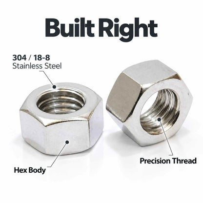 Implemental Stainless Hex Nut Bolt Dropper, 304 18-8 Stainless Steel Nuts1/2"x13-100 Pack - 1