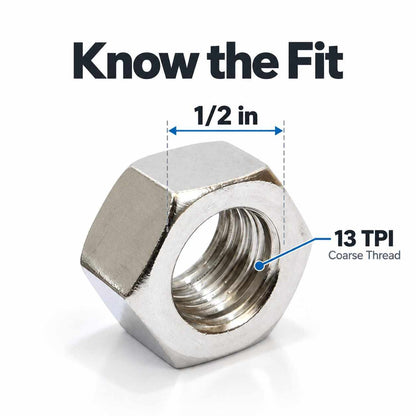 Implemental Stainless Hex Nut Bolt Dropper, 304 18-8 Stainless Steel Nuts1/2"x13-100 Pack - 1