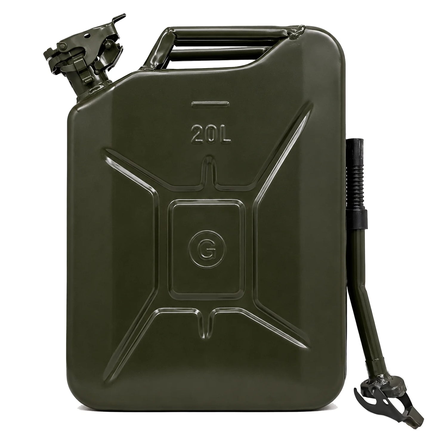 Steel Jerry Can, 20 Litre Fuel Container, Military Green, Heavy Duty - Copy
