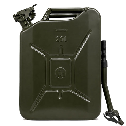 Steel Jerry Can, 20 Litre Fuel Container, Military Green, Heavy Duty - Copy