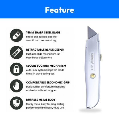 Taparia UK-3 Steel Utility Knife Card board & Paper Cutter