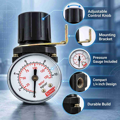 Techno AR2000-02 REGULATOR WITH GAUGE SIZE-1/4Inch