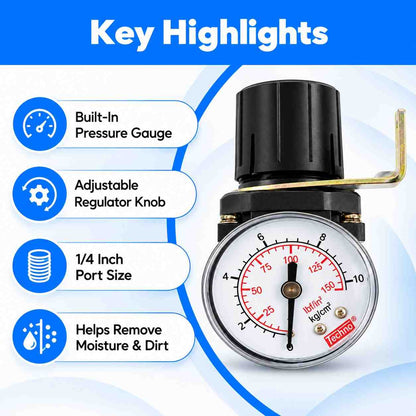 Techno AR2000-02 REGULATOR WITH GAUGE SIZE-1/4Inch