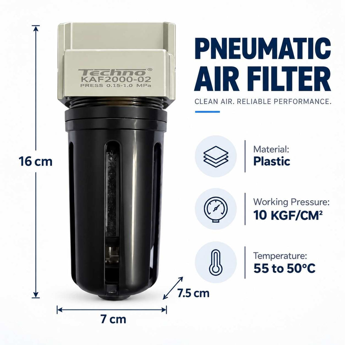 Implemental Techno Air Filter with Plastic Cover AF 2000-02-1/4Inch - 1