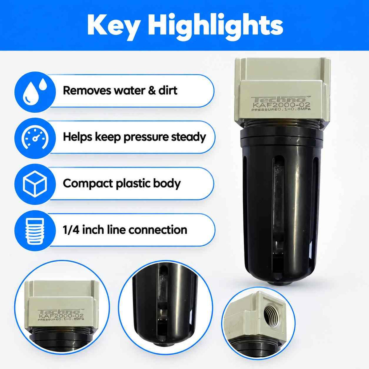 Techno Air Filter with Plastic Cover AF 2000-02-1/4Inch