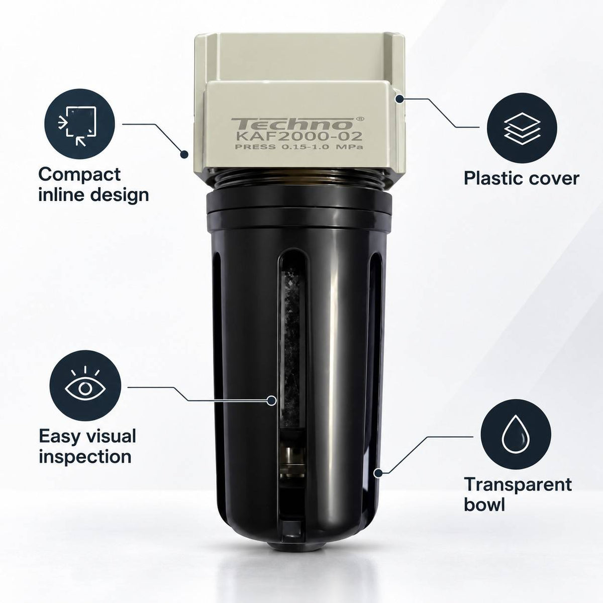 Implemental Techno Air Filter with Plastic Cover AF 2000-02-1/4Inch - 1