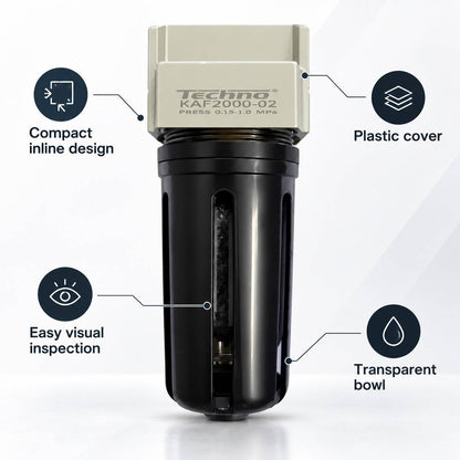 Implemental Techno Air Filter with Plastic Cover AF 2000-02-1/4Inch - 1