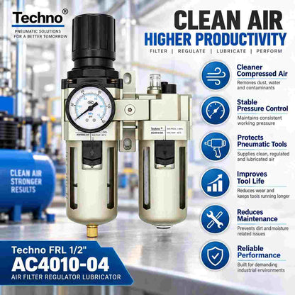 Techno FRL 1/2 AC4010-04 Air Filter Regulator Lubricator