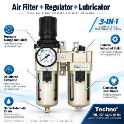 Techno FRL 1/2 AC4010-04 Air Filter Regulator Lubricator