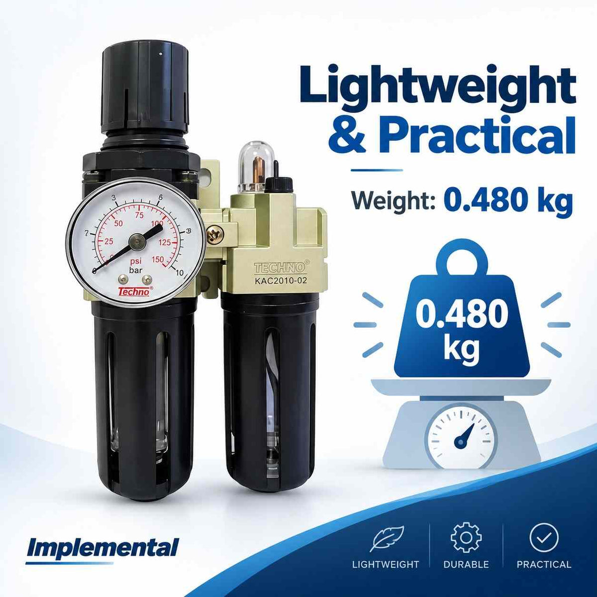 Techno FRL without Plastic Guard with Gauge KAC2010-02-1/4Inch