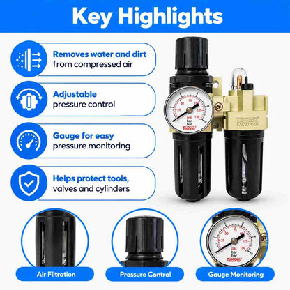 Techno FRL without Plastic Guard with Gauge KAC2010-02-1/4Inch