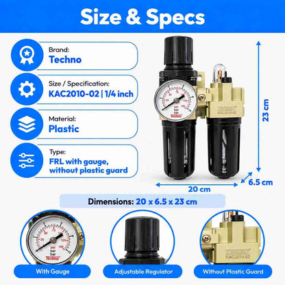 Techno FRL without Plastic Guard with Gauge KAC2010-02-1/4Inch