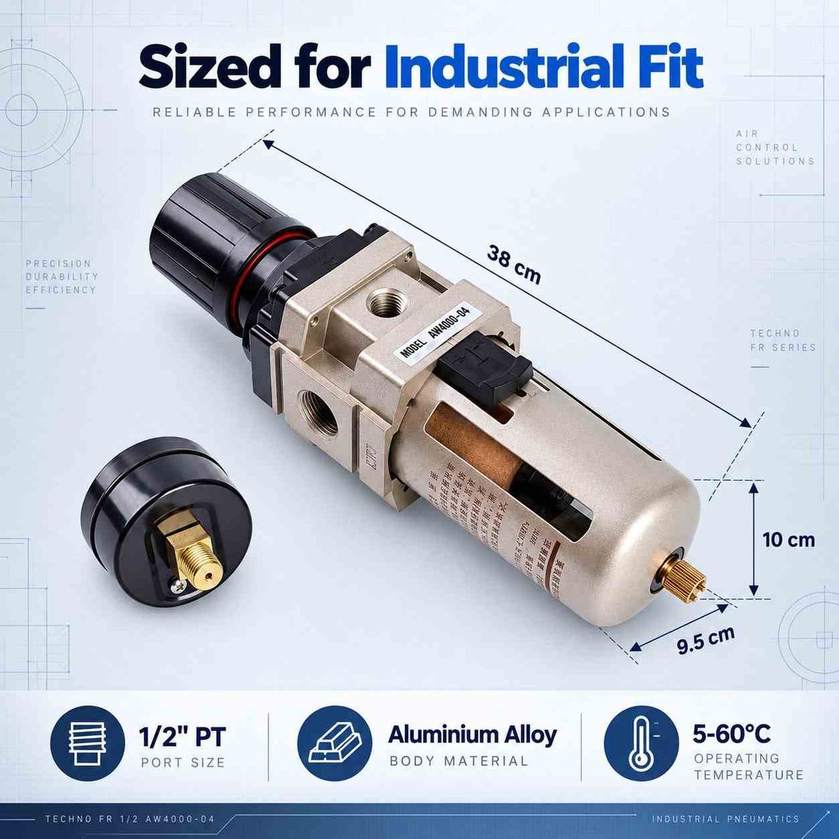 Implemental Techno FR 1/2 AW4000-04 Filter Regulator - 1