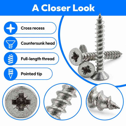 Threaded Chipboard Zinc Coated Screws-100Pcs