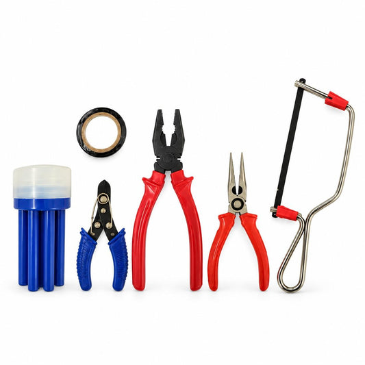 Tools Combo(Combination Plier, 2 in 1 Screwdriver, Wire Stripper, Tester, Paper Cutter, Electrical Tape, Measuring Tape)