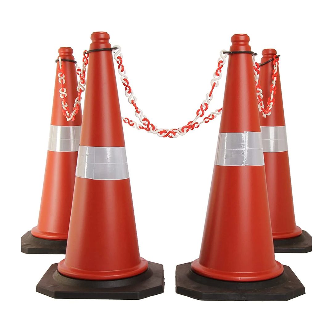 6 Traffic Safety Cone-30" With 6 Meters S Hook Safety Chain