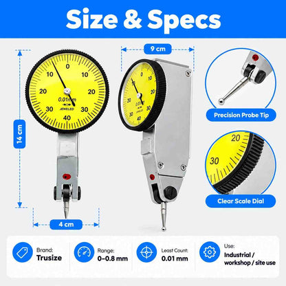 Trusize 0-0.8mm Dial Test indicator dial gauge-0.01MM