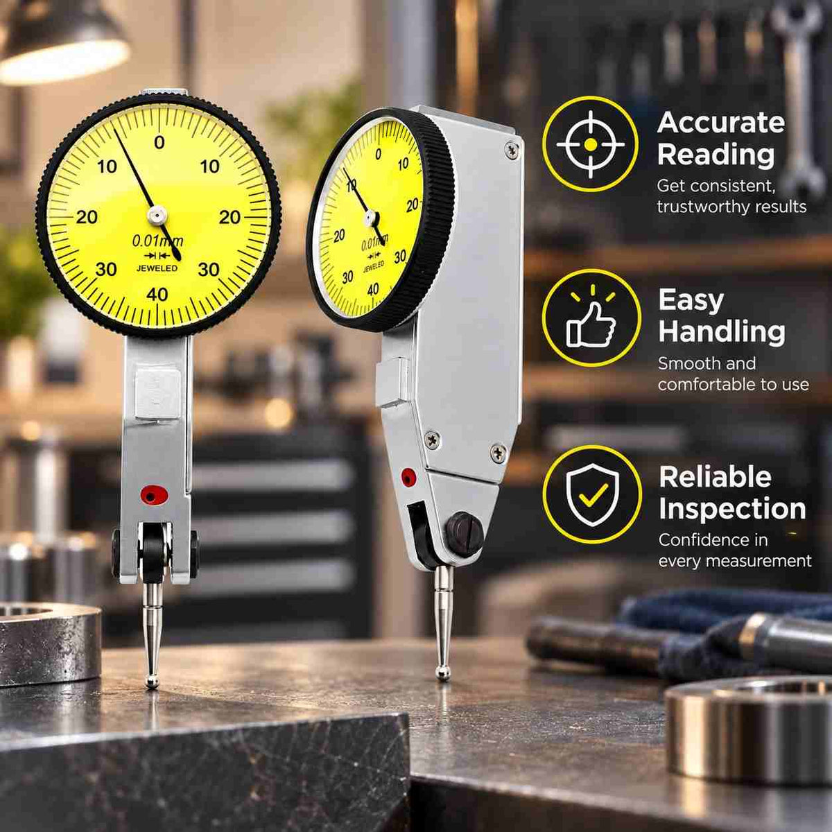 Implemental Trusize 0-0.8mm Dial Test indicator dial gauge-0.01MM - 1