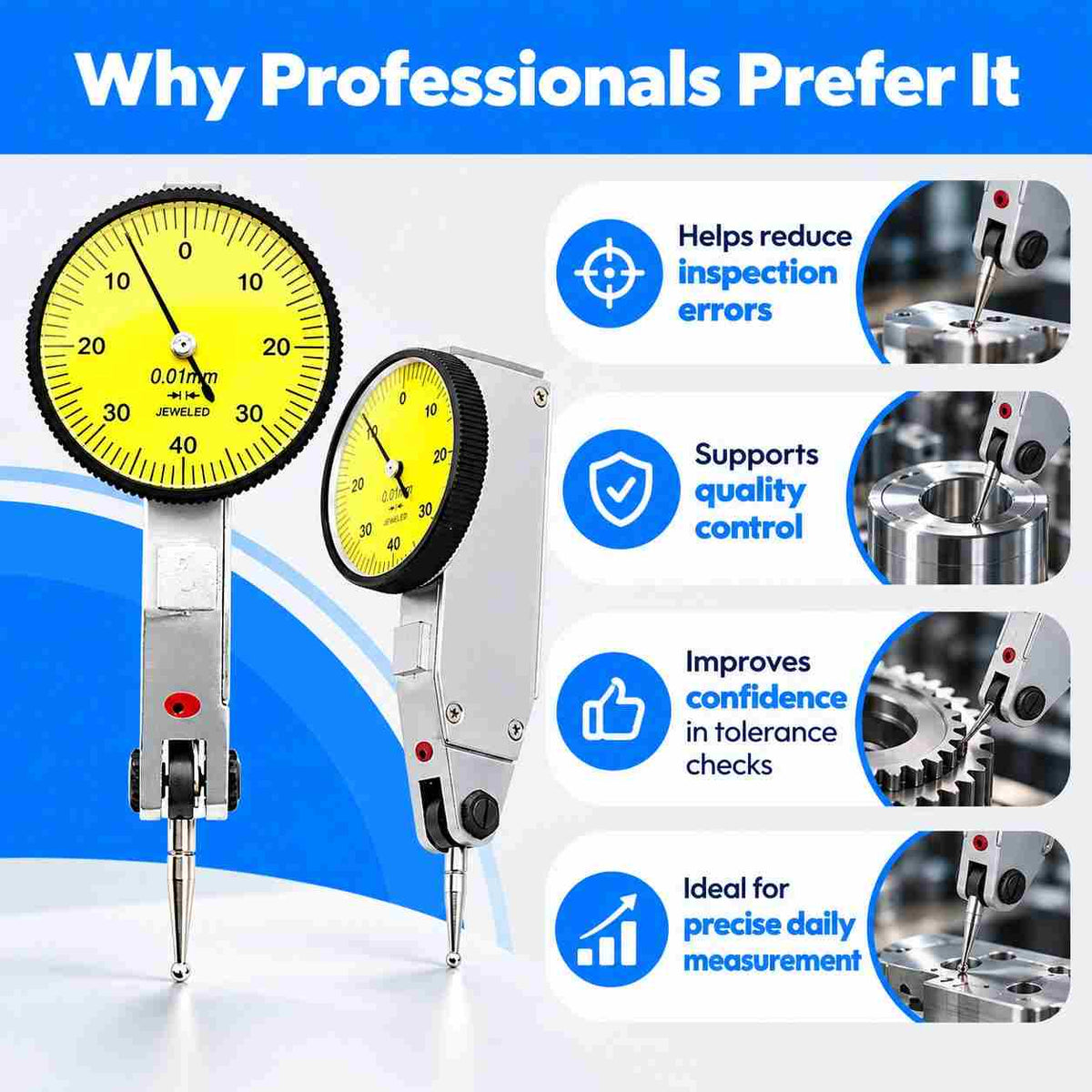 Trusize 0-0.8mm Dial Test indicator dial gauge-0.01MM