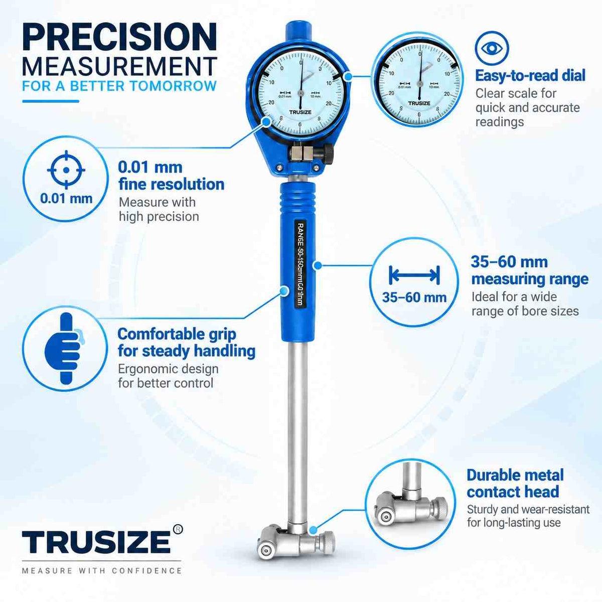 Trusize Dial Bore Gauge-35-60MM-0.01MM