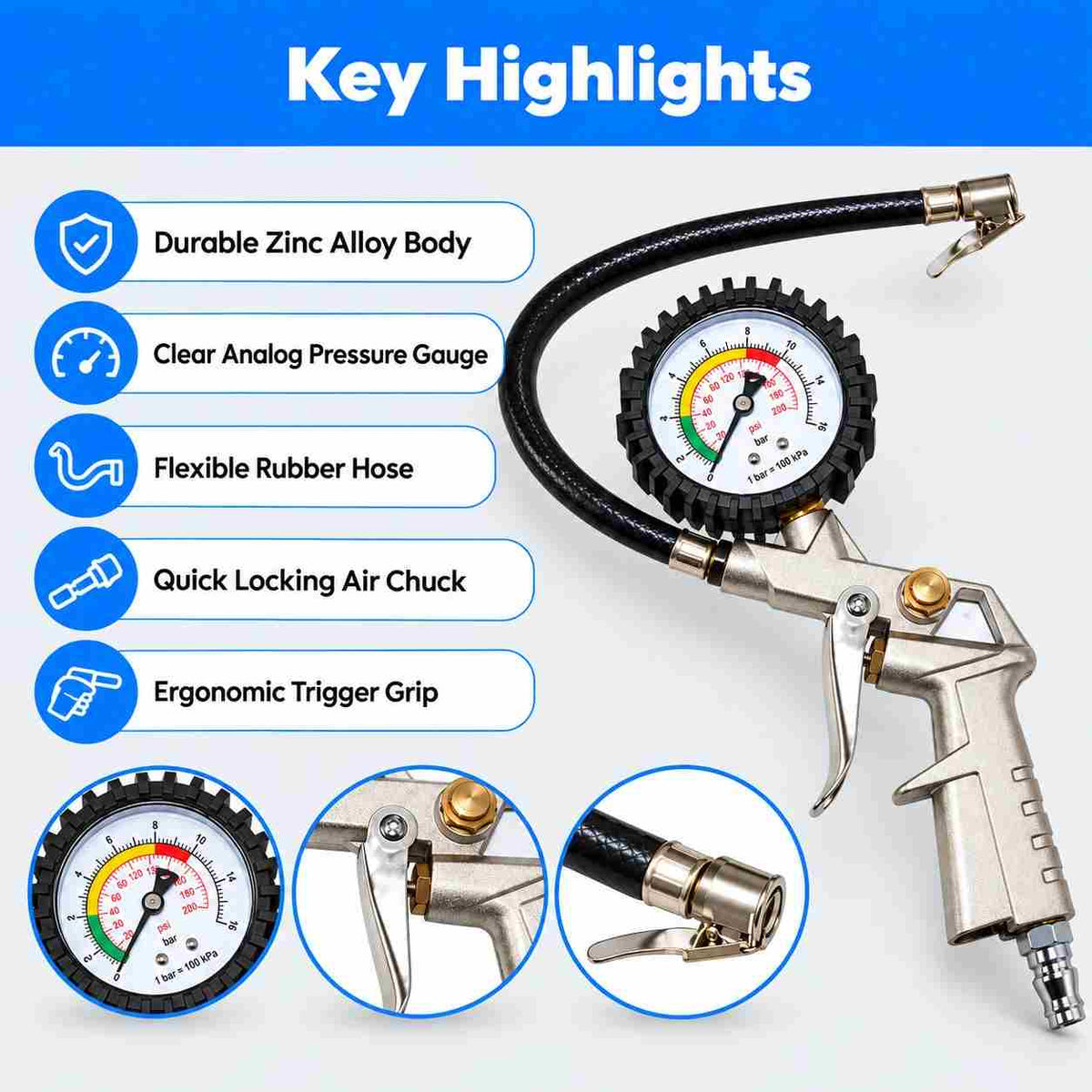Tyre Inflator And Gauge Kit-25/D