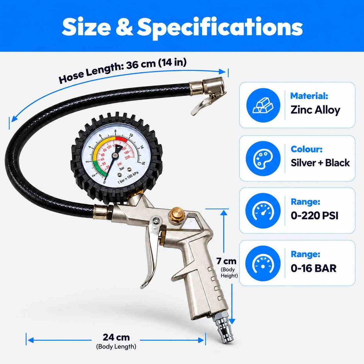 Tyre Inflator And Gauge Kit-25/D