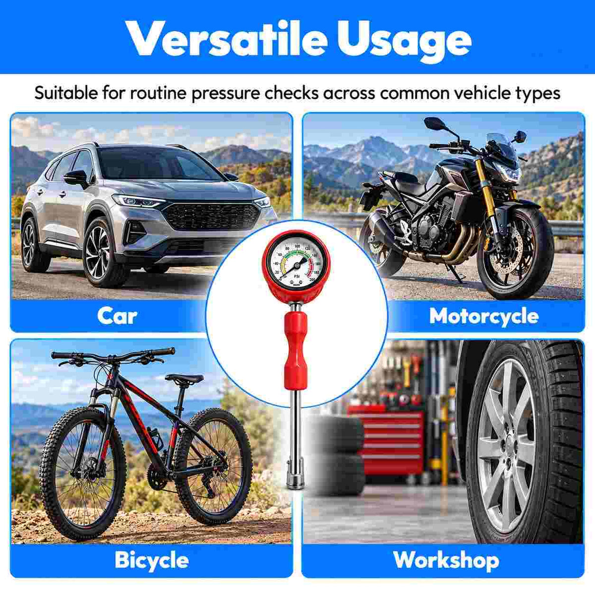 Tyre Pressure Rod Gauge 0-200 PSI