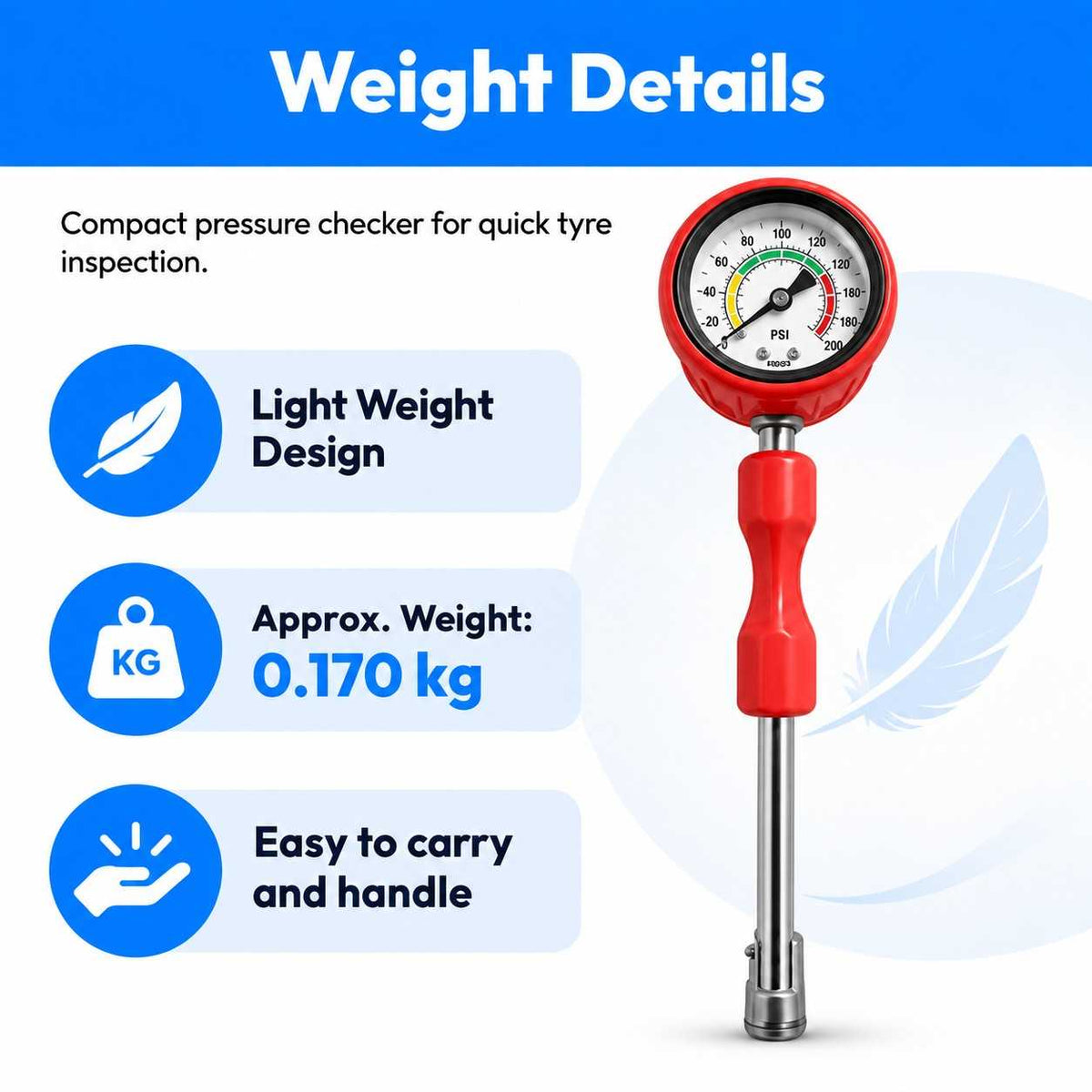 Tyre Pressure Rod Gauge 0-200 PSI