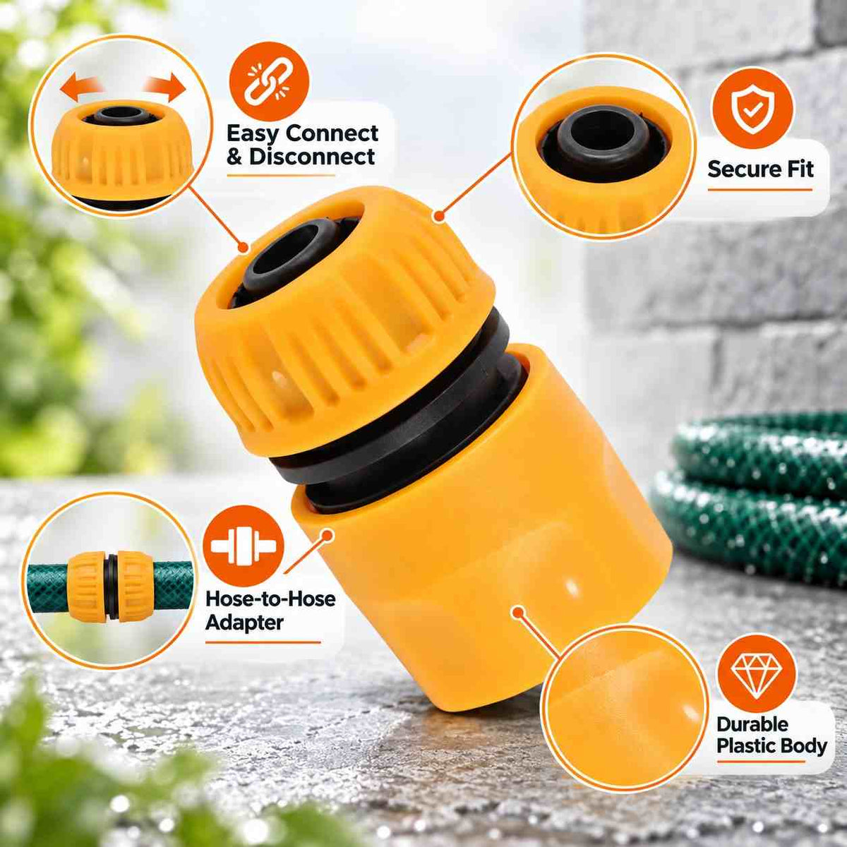 Implemental Universal Inlet Quick Connector Hose size 1/2 Inch - 1