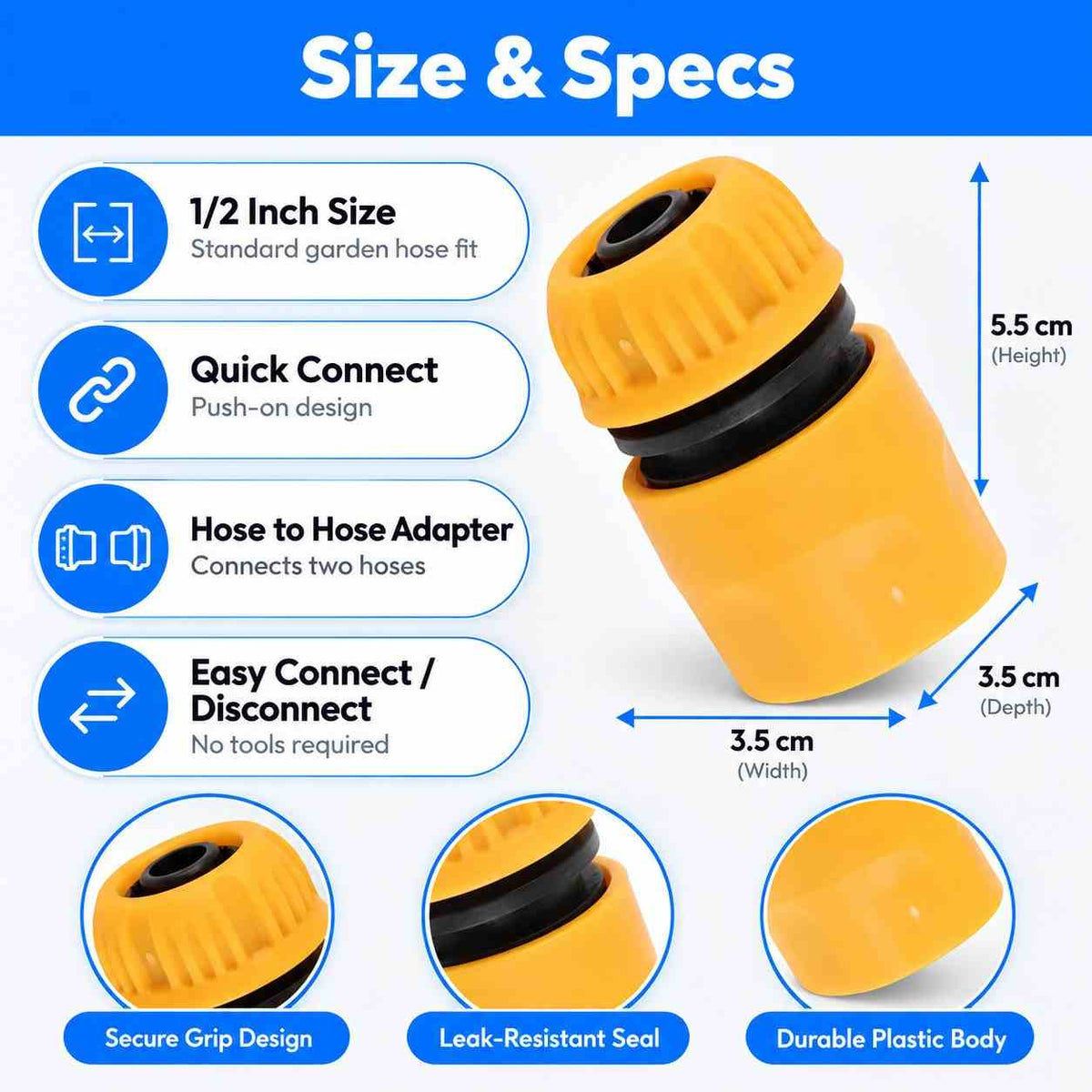 Universal Inlet Quick Connector Hose size 1/2 Inch