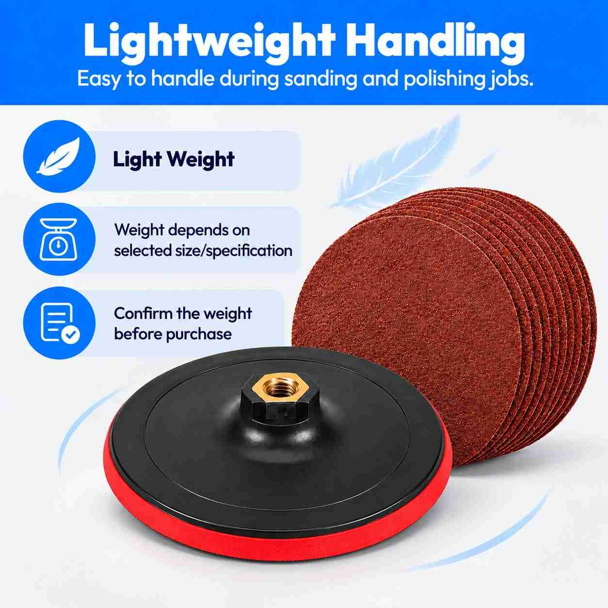 Velcro Backing Pad-125mm For Grinder(1 Backing Pad+10 Sand Disc)