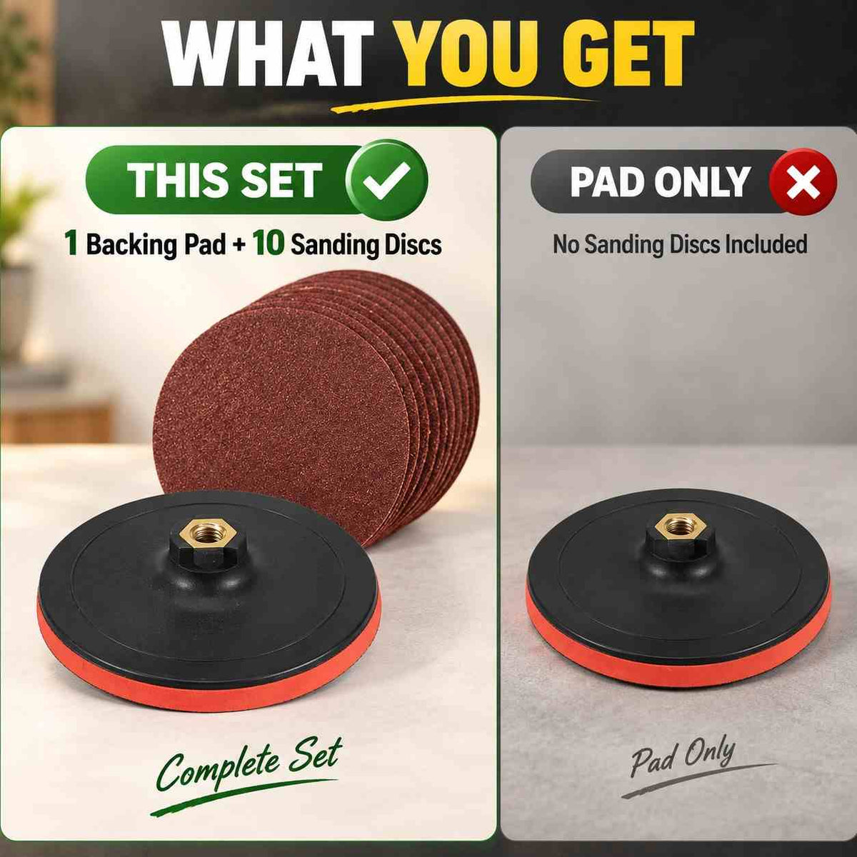 Implemental Velcro Backing Pad-125mm For Grinder(1 Backing Pad+10 Sand Disc) - 1