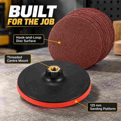 Implemental Velcro Backing Pad-125mm For Grinder(1 Backing Pad+10 Sand Disc) - 1