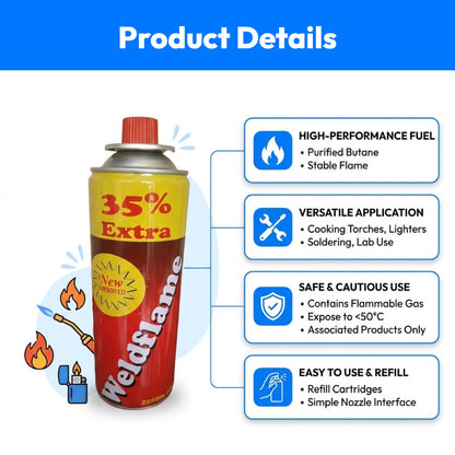 Weldflame Butane Gas Can Fire gas