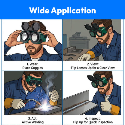 Welding Goggles Flip Up Polycarbonate Dual Lens