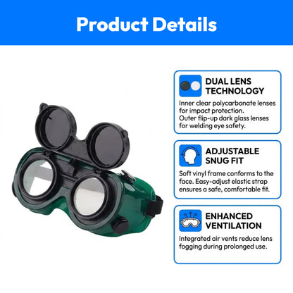 Welding Goggles Flip Up Polycarbonate Dual Lens