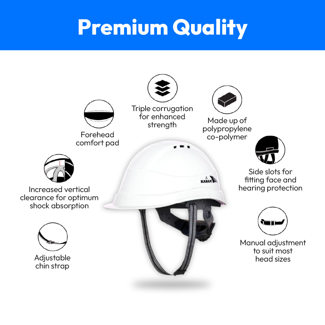 Karam White Safety Helmet Head Gear (Protective)