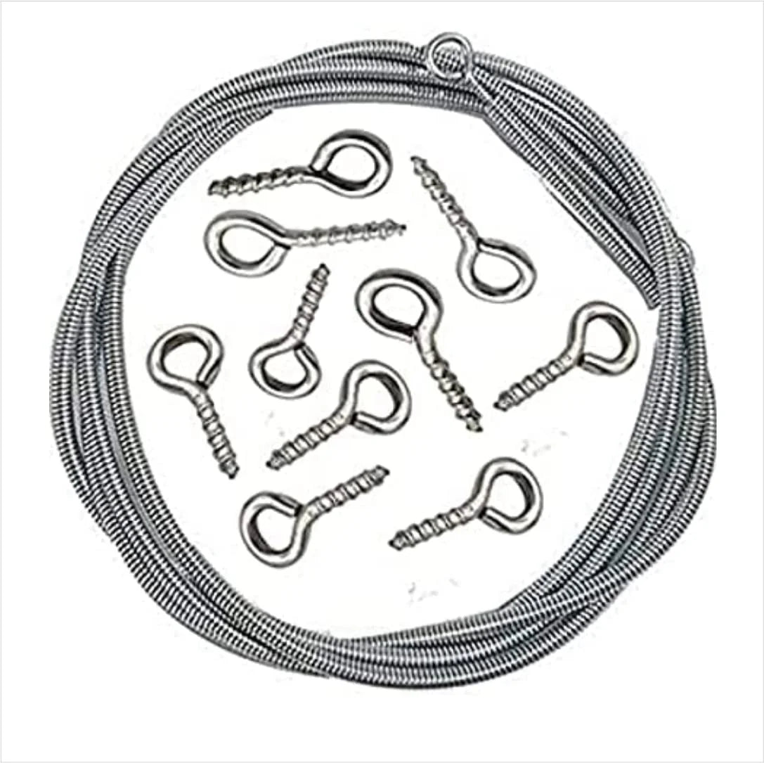 Window Net Curtain 5Meter Spring Wire Kit with 6Hooks