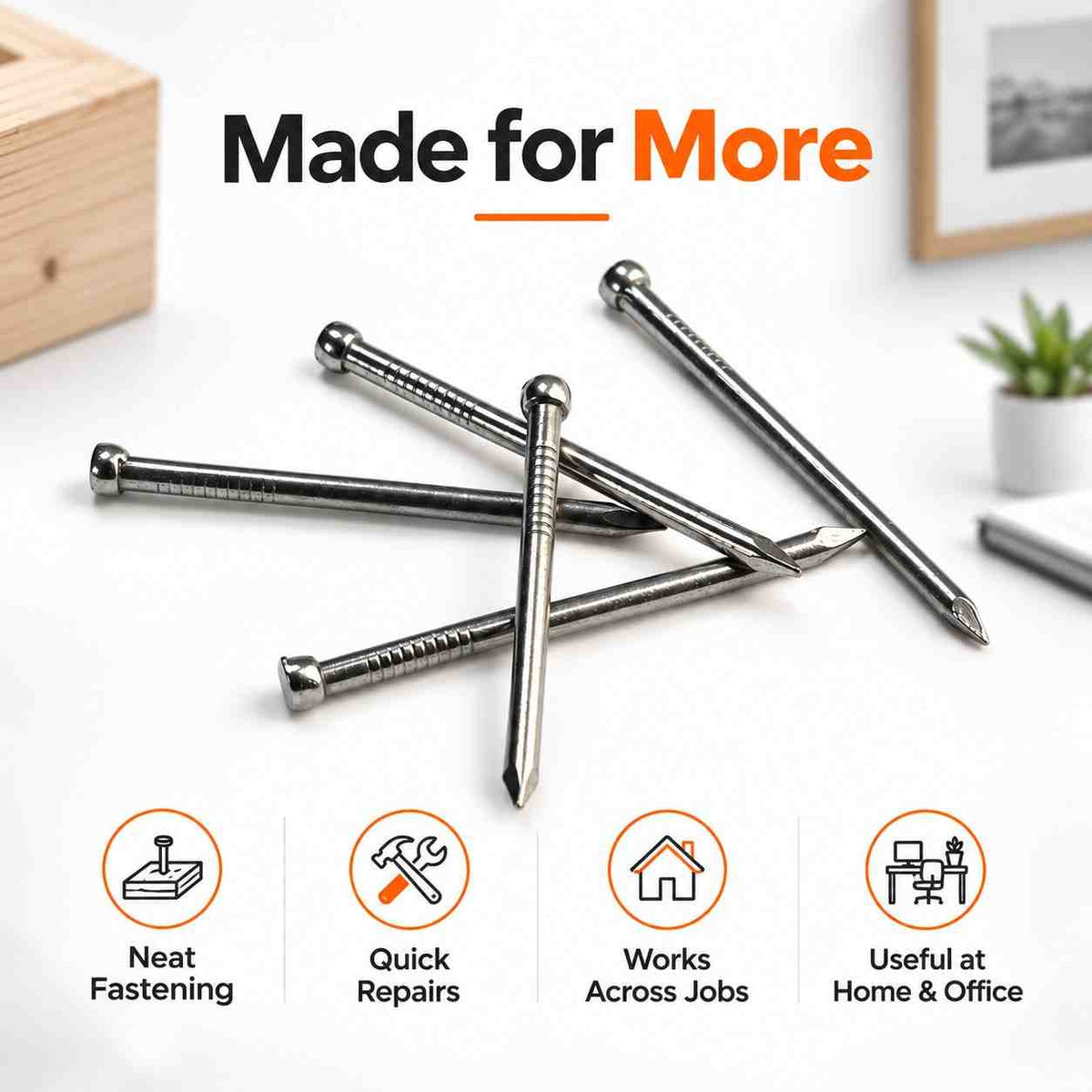 Implemental Wire Nails Multipurpose use for Home and Offices Without Head (Keel) - 1